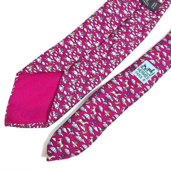HERMES cloud hose Overall handle Fashion Accessories Necktie silk Purple Based - Picture 4 of 14